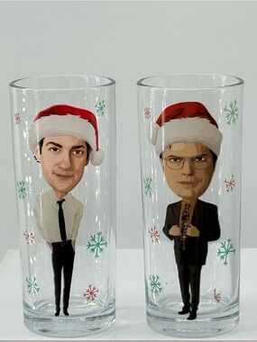 Festive Holiday Glasses Set - Red Santa Hat Design (Set of 2)